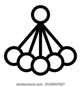 Essa ilustração vetorial de uma estrutura de rede hierárquica conecta vários nós com linhas, simbolizando o fluxo de dados e a interconectividade