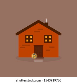 This is vector illustration. House on dark background.