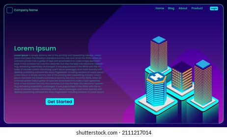 This vector illustration with an image of the building is suitable for the needs of making a website as a landing page