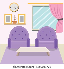 this is a vector illustration of the interior atmosphere of the living room