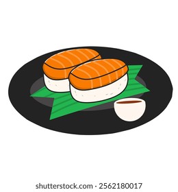 This is a vector illustration of Japanese food sushi