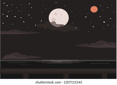 this is vector illustration landscape of moon night sky . using solid color that you can use or modify for your on need. just download it. 