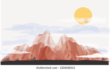 
this is vector illustration landscape of mountain sky with soft color . using solid color that you can use or modify for your on need. just download it. 