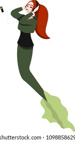 This is a vector illustration of a mermaid listening to music. It’s suitable for printing on t-shirts, decorating events for kids and as a design element of any other project.