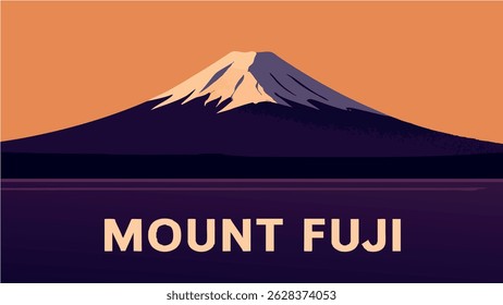 This vector illustration of Mount Fuji captures the majestic snow-capped peak of Japan’s most iconic mountain.