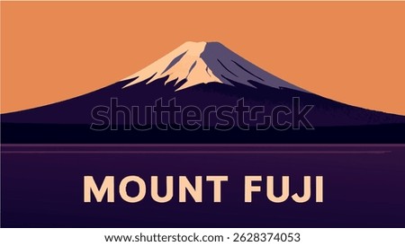 This vector illustration of Mount Fuji captures the majestic snow-capped peak of Japan’s most iconic mountain.