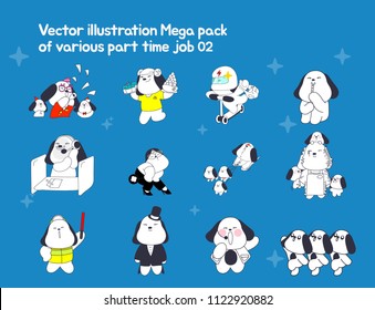 This vector illustration pack has a variety of part-time jobs represented by dog character.