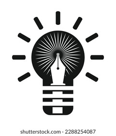 This vector illustration of a pen, lightbulb, and idea symbol, represents the power of writing articles' appreciation and virality of a great creative article writing idea.