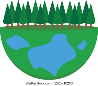This is vector illustration planet white planet and trees. Could be used for earth day, save the forest, posters, banners background, holidays, etc.