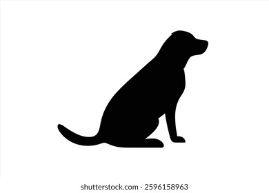 This vector illustration portrays a sitting dog silhouette, showcasing a viewed profile. The design emphasizes clean lines and a minimalist appearance suitable for various uses.