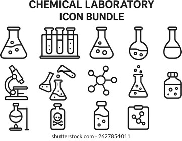 Essa ilustração vetorial retrata vários micro-organismos, incluindo bactérias e vírus, ao lado de equipamentos de laboratório como copos e microscópios, ilustrando temas da ciência biológica.