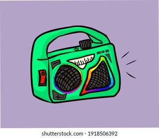 
This vector illustration is radio which is colored green