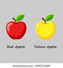 This vector illustration of a red and yellow apple with a nearby inscription is perfect for commercial use in product packaging and promotional materials.