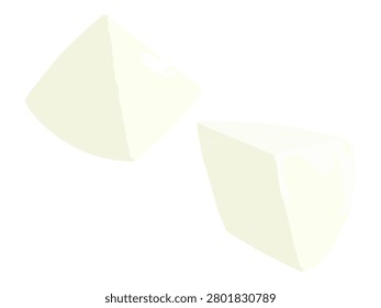 This is a vector illustration of roughly chopped daikon radish. It can be used as a diagram for cooking instructions or as an illustration in a recipe.