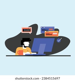 This vector illustration set depicts various work-from-home careers and scenarios