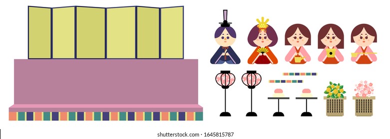 This is a vector illustration set that is easy to cut out of the two-stage altar and hina dolls.