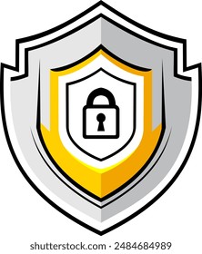 This vector illustration of a shield with a lock icon, is suitable for security and protection themed projects. Ideal for use on websites, mobile apps, infographics and cybersecurity presentations.