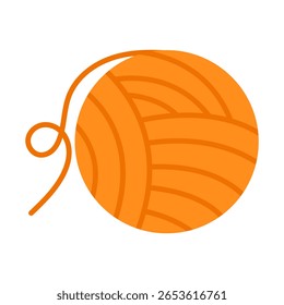 Esta ilustração vetorial mostra uma bola de fios e fios de lã, ideal para costura, tricô e temas de artesanato. 