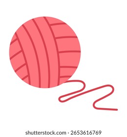 This vector illustration showcases a ball of wool yarn and threads, ideal for sewing, knitting, and crafting themes. 