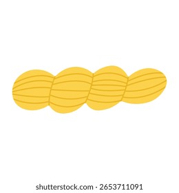 Esta ilustração vetorial mostra uma bola de fios e fios de lã, ideal para costura, tricô e temas de artesanato. 