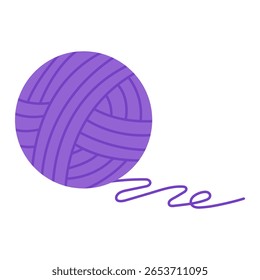 Esta ilustração vetorial mostra uma bola de fios e fios de lã, ideal para costura, tricô e temas de artesanato. 