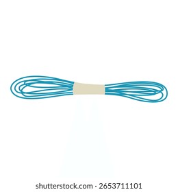 Esta ilustração vetorial mostra uma bola de fios e fios de lã, ideal para costura, tricô e temas de artesanato. 