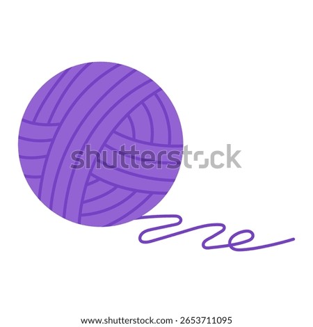 This vector illustration showcases a ball of wool yarn and threads, ideal for sewing, knitting, and crafting themes. 