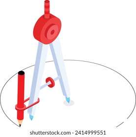 This vector illustration showcases the beauty and precision of mathematics, with a math compass gracefully tracing an arc on a pure white background.