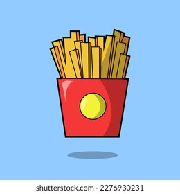 This vector illustration showcases a classic serving of crispy and golden french fries, perfect for use in a wide range of food-related projects. 