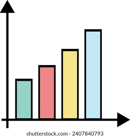Esta ilustración vectorial muestra un icono de gráfico de barras colorido y dinámico, perfecto para su uso en presentaciones, infografías, sitios web y más