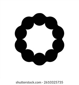 This vector illustration showcases a distinct circular ornamental design featuring a smooth, wavy outline. The black shape resembles floral elements, emphasizing elegance and creativity.