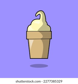 This vector illustration showcases a fun and colorful ice cream cone, complete with scoops of creamy and delicious ice cream.