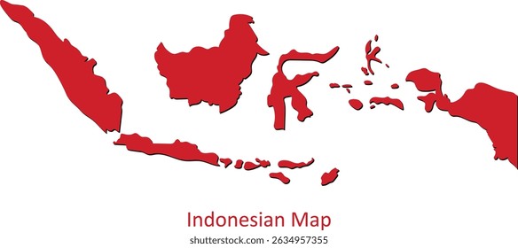 This vector illustration showcases the map of Indonesia in vibrant red and white, symbolizing national pride and independence.