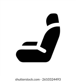 This vector illustration showcases a minimalist design of a car seat, featuring a sleek silhouette with a safety belt. The clear lines suggest comfort and style, perfect for automotive projects.