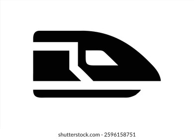 This vector illustration showcases a sleek and streamlined train design emphasizing speed and modernity. The black silhouette provides a minimalist touch suitable for various applications.