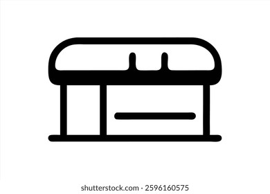 This vector illustration showcases a sleek food kiosk with a curved roof and large serving window. The design emphasizes simplicity and modern aesthetics, suitable for urban settings.