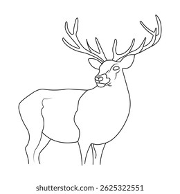 This vector illustration showcases a wild deer head silhouette with prominent antlers, a classic representation of a mammal found in nature