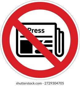 Esta Ilustración vectorial muestra un claro símbolo de ausencia de prensa o actividad periodística, apto para avisar a los visitantes en zonas restringidas.