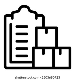 This vector illustration shows the concept of logistics with a clipboard listing and cardboard boxes stacked