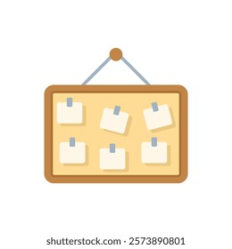 This vector illustration shows a cork notice board with blank notes attached with adhesive tape, perfect for education or office organization