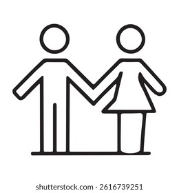 This vector illustration shows a family icon with a man, woman, and child, representing the sign and symbol of a loving couple and their kid together