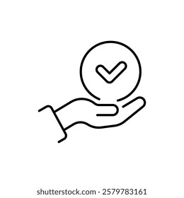 This vector illustration shows a hand gripping a circular icon with a checkmark, symbolizing approval and positive feedback in interpersonal interactions, enhancing the message conveyed