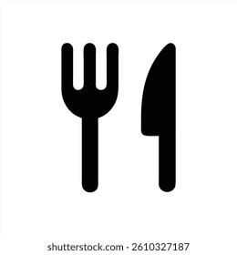 This vector illustration shows a simple design of a fork and knife, ideal for representing dining, cooking, or culinary themes. Suitable for menus or food related projects.