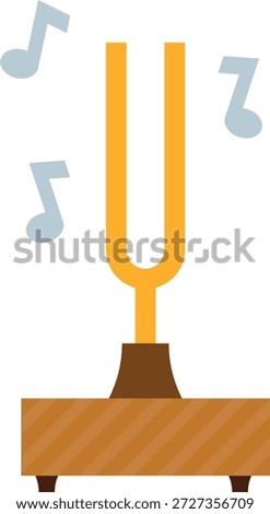 This vector illustration shows a tuning fork placed on a resonance box, symbolizing sound, pitch, and musical tuning. Commonly used for tuning instruments and teaching acoustics, the image represents harmony, vibration, and music education concepts.