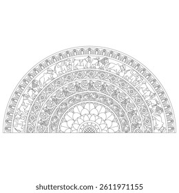 This is a vector illustration of Sri Lankan traditional art called Sandakadapahana. This mandala has used in old stone carvings in Sri Lanka. 