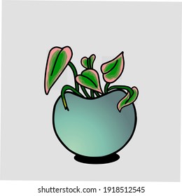 
This vector illustration is taro with leaves having a pink hue