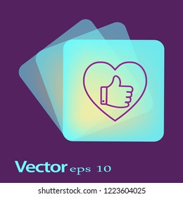 This vector illustration of a thumbs up inside a heart is perfect for showing double the love.