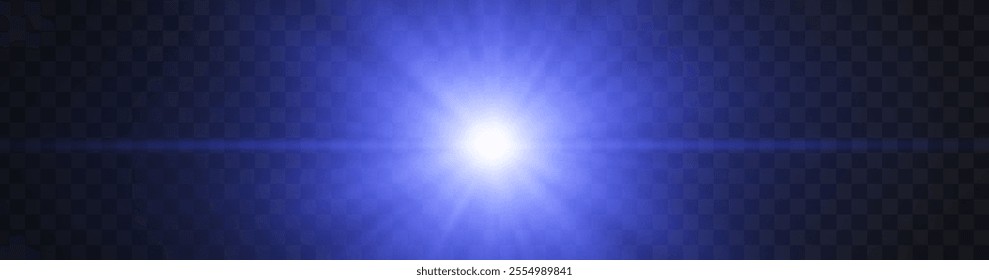This is a vector illustration of a transparent sunlight special lens flare light effect. It shows a sun flash with rays and a spotlight.