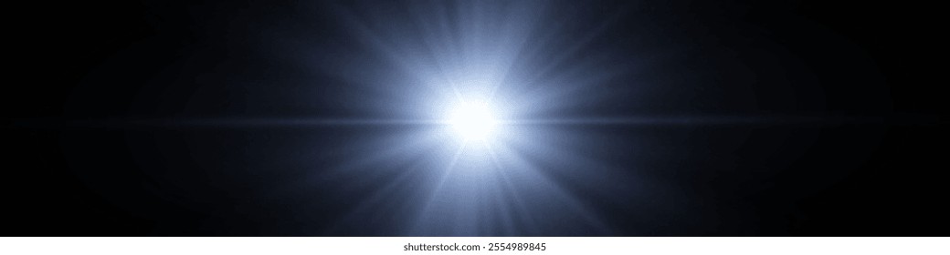 This is a vector illustration of a transparent sunlight special lens flare light effect. It shows a sun flash with rays and a spotlight.