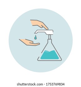 This is a vector illustration using a hand sanitizer